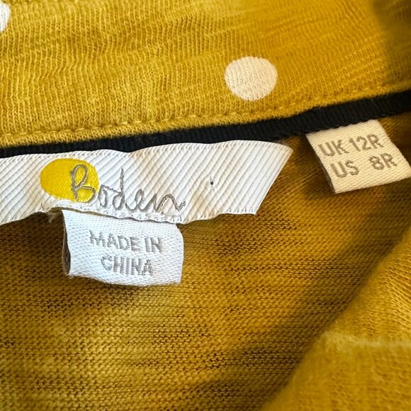 Boden Bright Yellow Polka Dot Dress Button-Down w/ Belt 3/4 Sleeve Size 8R Women - Picture 12 of 12